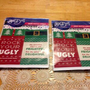 Christmas Wine Labels, Ugly Sweater theme, two new packs